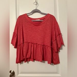 Altar'd State Red Ruffle Crop Top